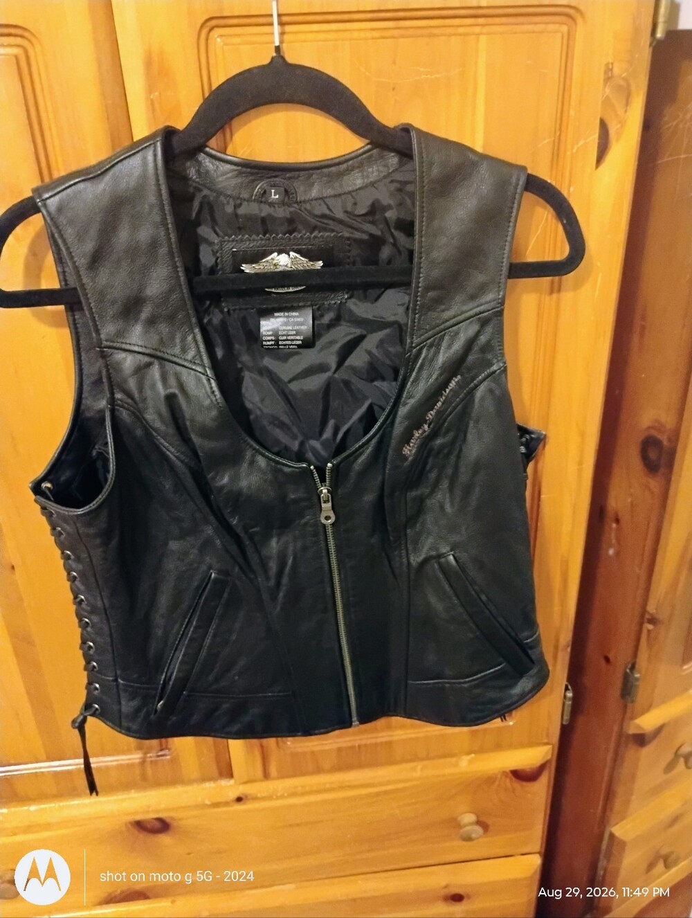 Harley-Davidson Black Leather Women's Zip Vest